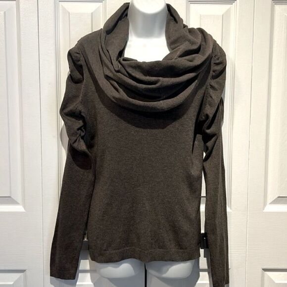 RED || Heathered Brown Oversized Cowl‎ Neck Sweater Size S/M - Picture 1 of 10